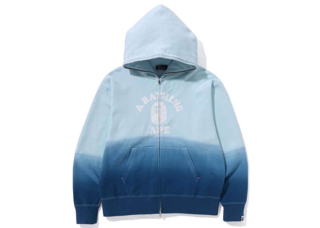 Pre-owned Bape College Gradation Relaxed Fit Full Zip Hoodie Blue
