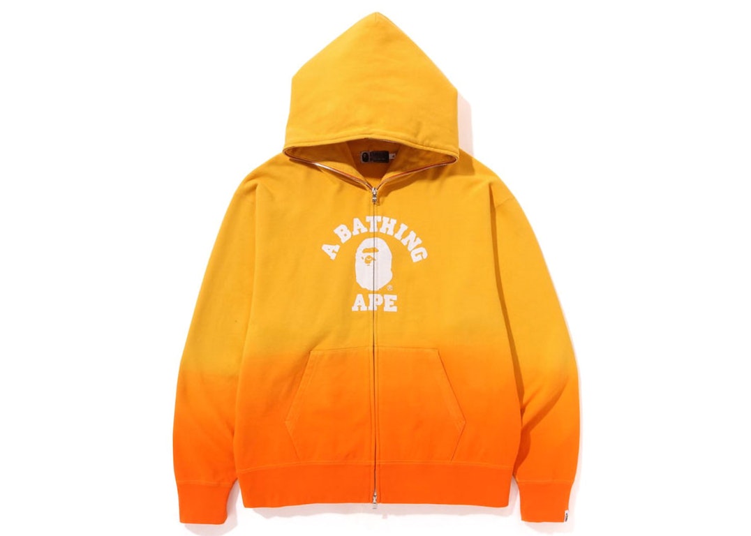 Pre-owned Bape College Gradation Relaxed Fit Full Zip Hoodie Orange
