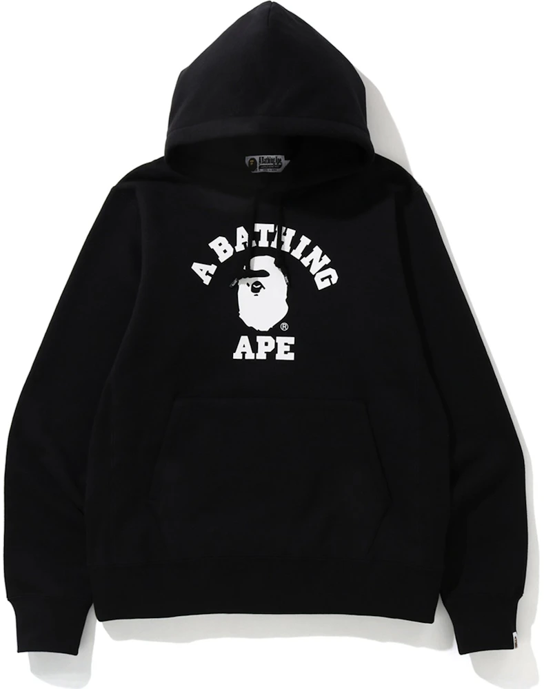 BAPE College Heavy Weight Pullover Hoodie Black/White Men's - US