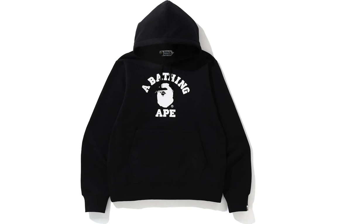 BAPE College Heavy Weight Pullover Hoodie Black/White