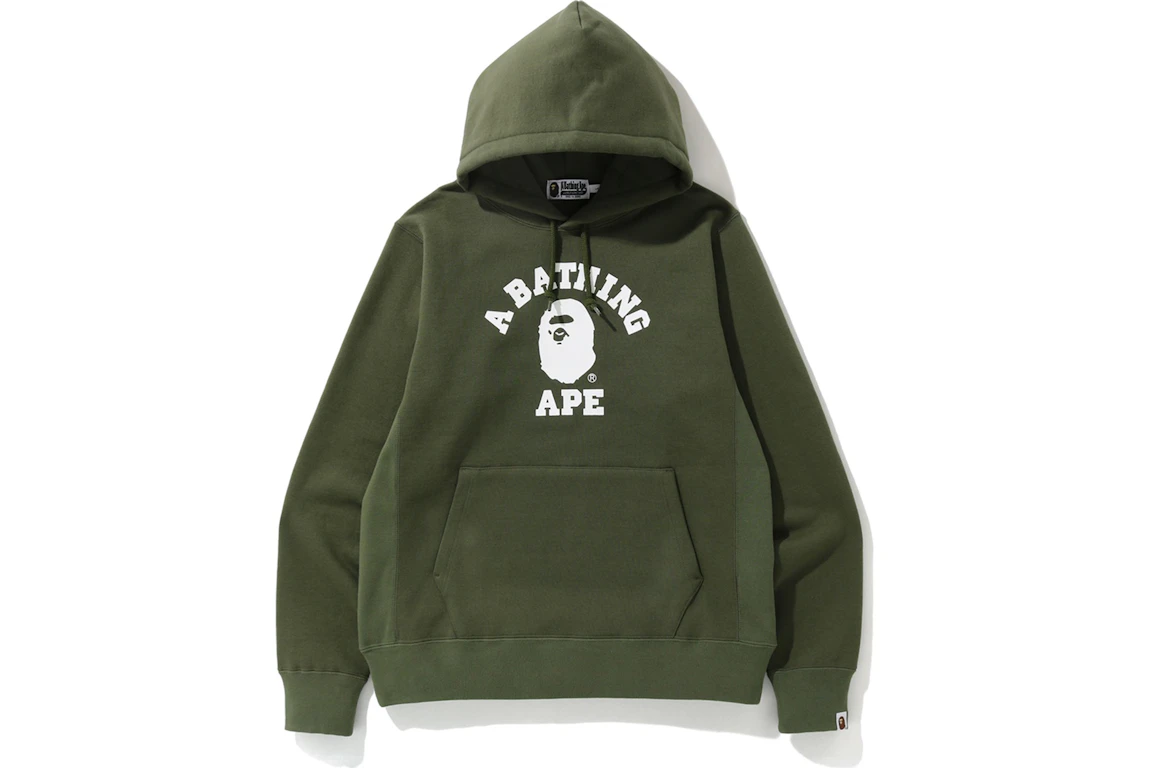 BAPE College Heavy Weight Pullover Hoodie Olive