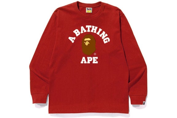 BAPE College L/S Tee (FW19) Red