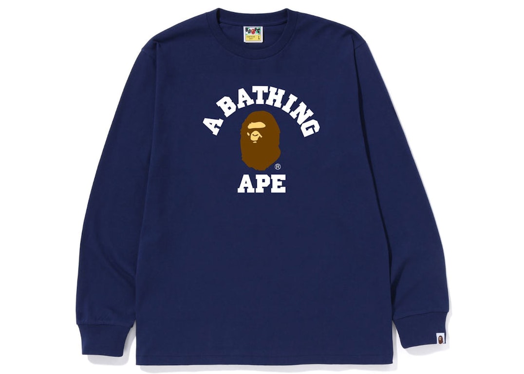 Pre-owned Bape College L/s Tee (fw22) Navy