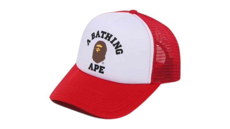 BAPE College Mesh Essential Cap Bright Red