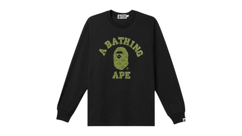 BAPE College Monogram College Relaxed Fit L/S Tee Black Men