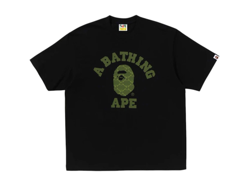 Pre-owned Bape Men's College Monogram College Relaxed Fit Tee Shirt In Black