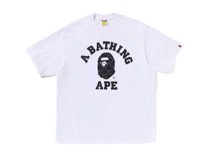 Pre-owned Bape Men's College Monogram College Relaxed Fit Tee Shirt In White