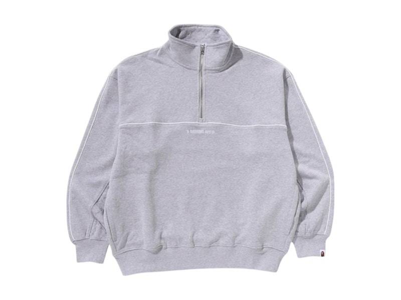 BAPE College Monogram Logo Half Zip Relax Fit Crewneck Sweatshirt