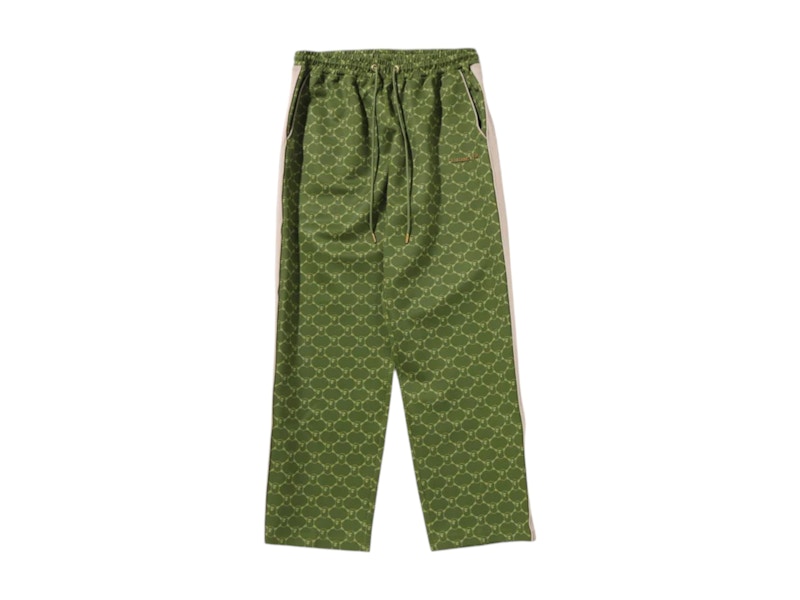 Pre-owned Bape Men's College Monogram Relaxed Fit Pants In Olivedrab Green