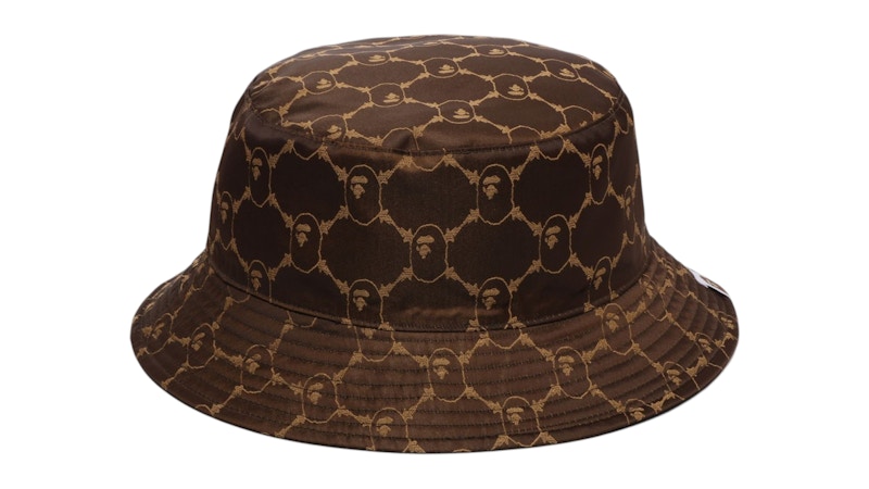 Pre-owned Bape Men's  College Monogram Reversible Buckle Hat In Brown