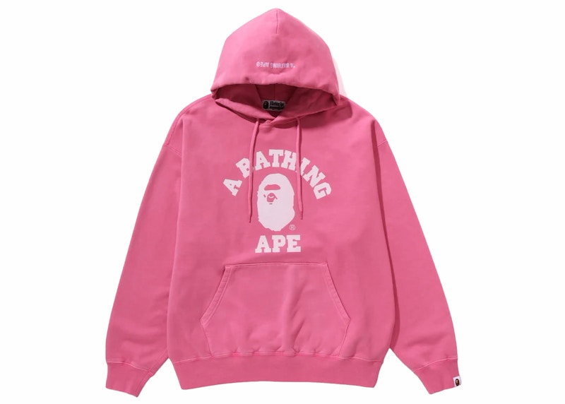 BAPE College Overdye Pullover Hoodie Pink Men's - FW23 - US