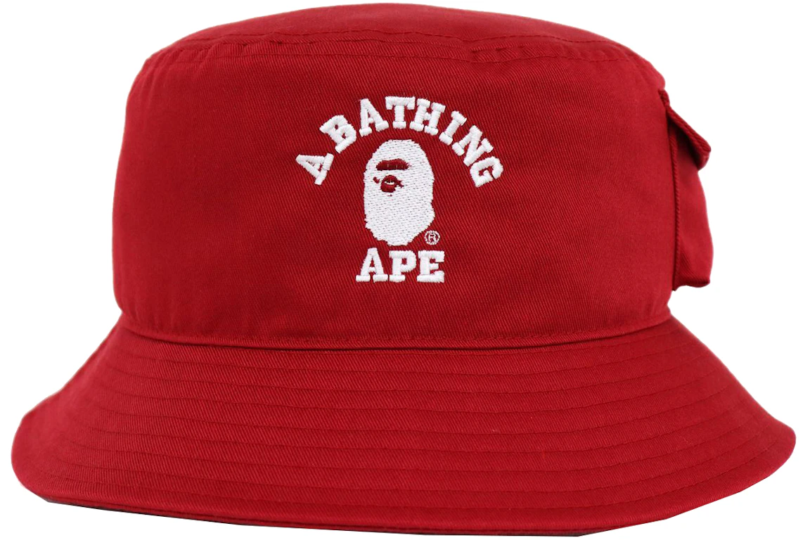 BAPE College Pocket Bucket Hat Red