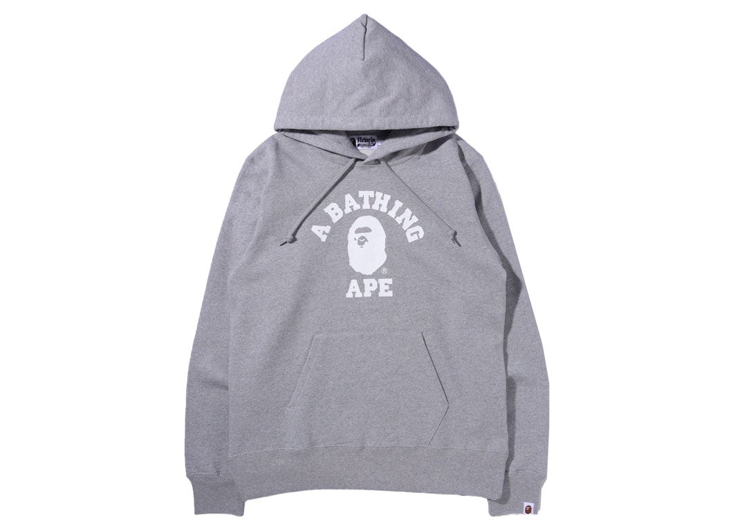 Pre-owned Bape College Pullover Hoodie (fw21) Gray