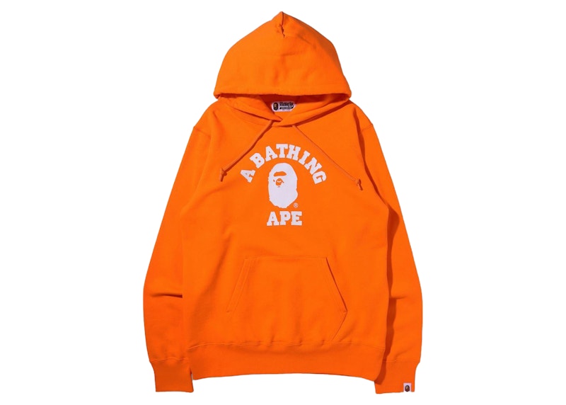 BAPE College Pullover Hoodie FW21 Orange Men S FW21 US   BAPE College Pullover Hoodie FW21 Orange 