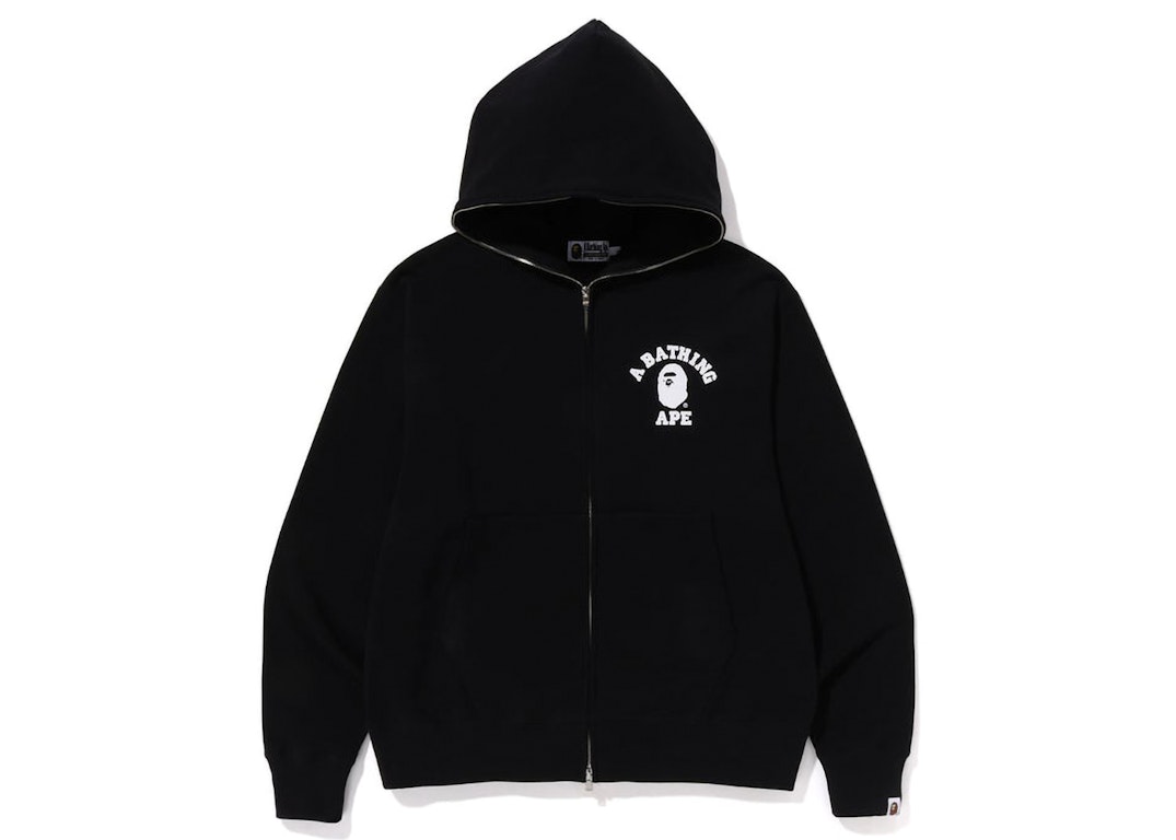 Pre-owned Bape College Relaxed Fit Full Zip Hoodie (ss23) Black