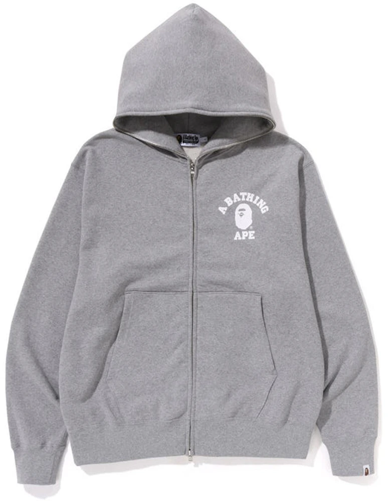 BAPE College Relaxed Fit Full Zip Hoodie (SS23) Grey Men's - SS23 - US