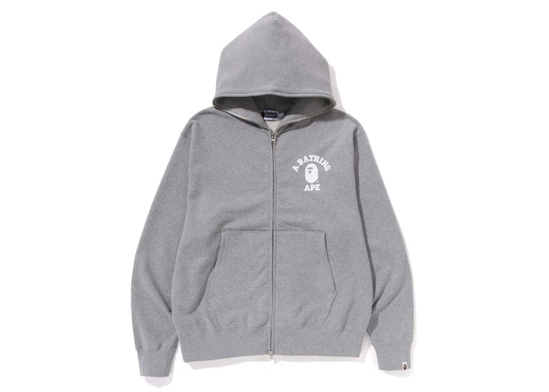 Pre-owned Bape College Relaxed Fit Full Zip Hoodie (ss23) Grey