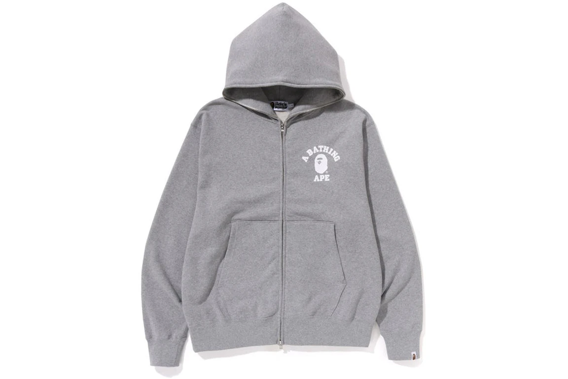BAPE College Relaxed Fit Full Zip Hoodie (SS23) Grey