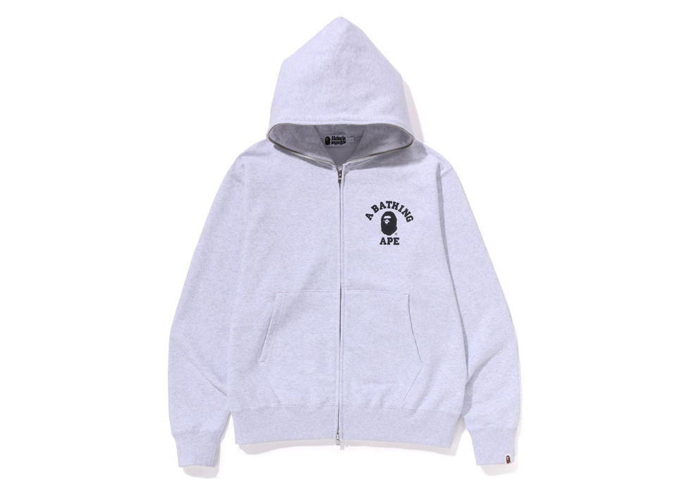 BAPE College Relaxed Fit Full Zip Hoodie (SS23) Light Grey Men's