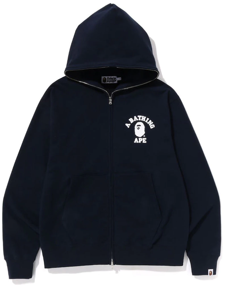 BAPE College Relaxed Fit Full Zip Hoodie (SS23) Navy Men's - SS23 - US