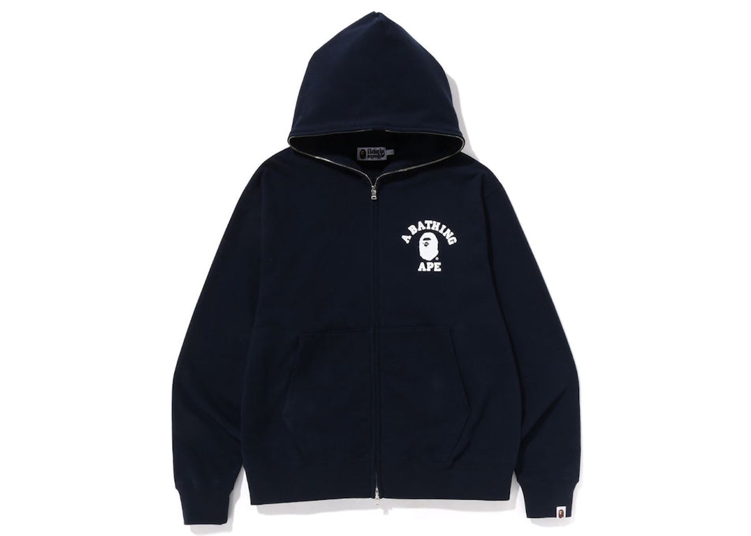 Pre-owned Bape College Relaxed Fit Full Zip Hoodie (ss23) Navy