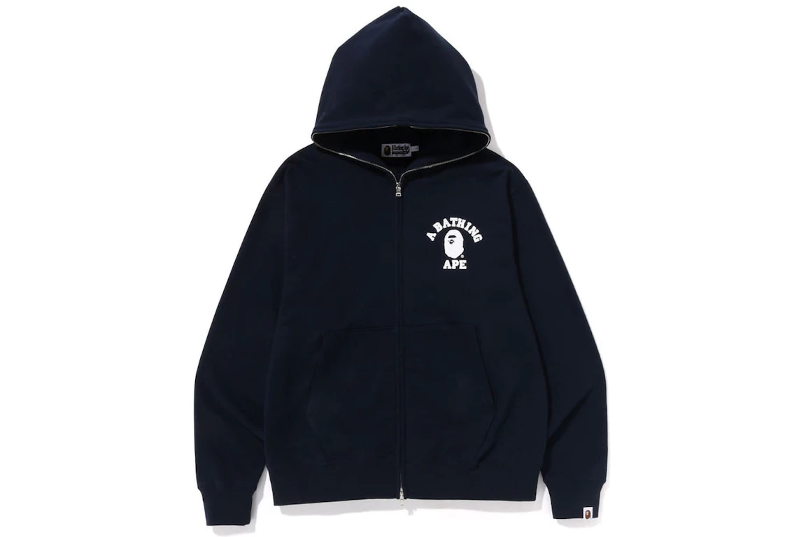 BAPE College Relaxed Fit Full Zip Hoodie (SS23) Navy