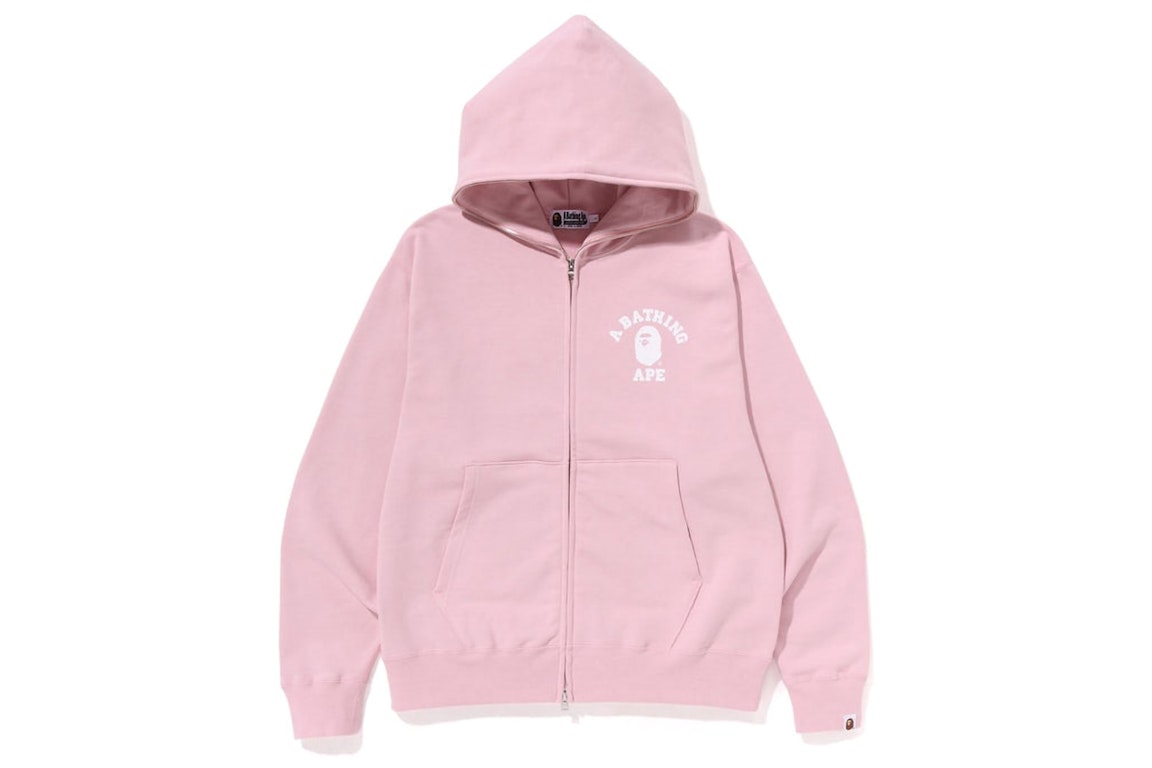 Pre-owned Bape College Relaxed Fit Full Zip Hoodie (ss23) Pink