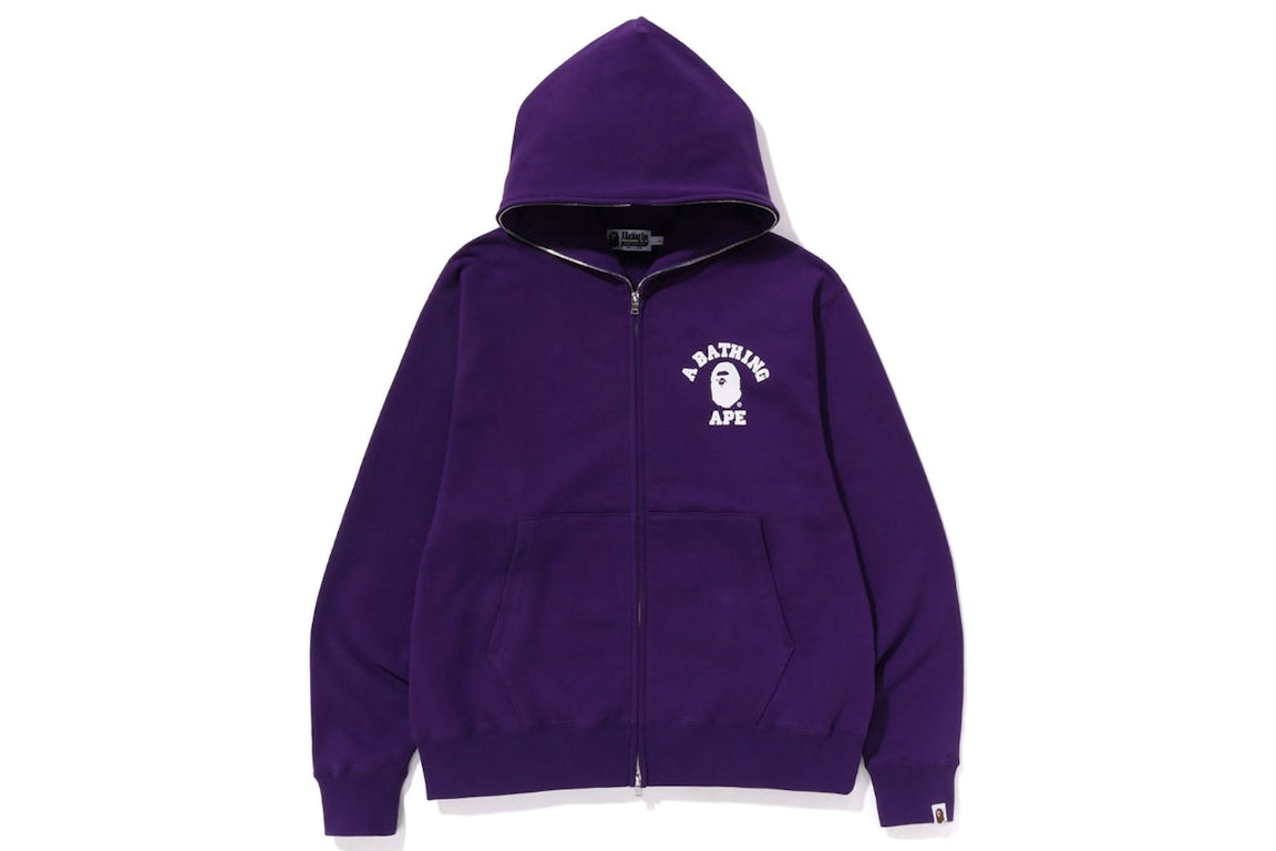 Pre-owned Bape College Relaxed Fit Full Zip Hoodie (ss23) Purple