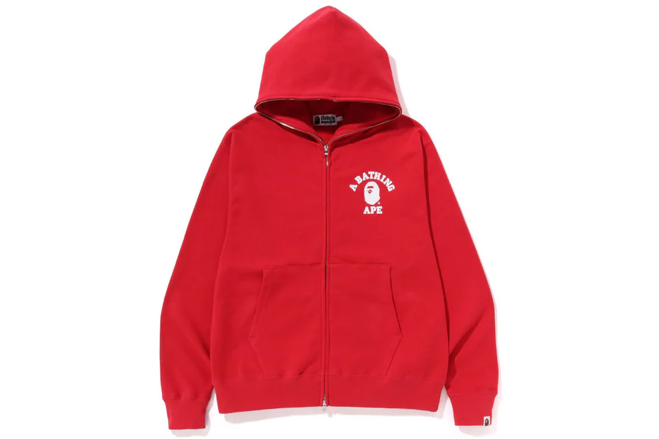 BAPE College Relaxed Fit Full Zip Hoodie (SS23) Red