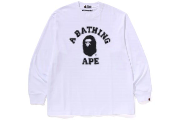 BAPE College Relaxed Fit L/S Tee Weiß