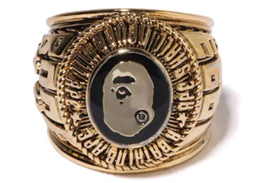 Pre-owned Bape College Ring Gold