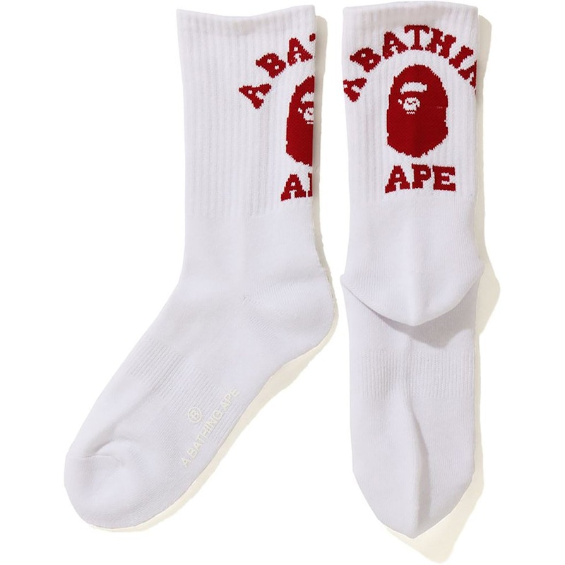 BAPE College Socks White/Red Men's - US