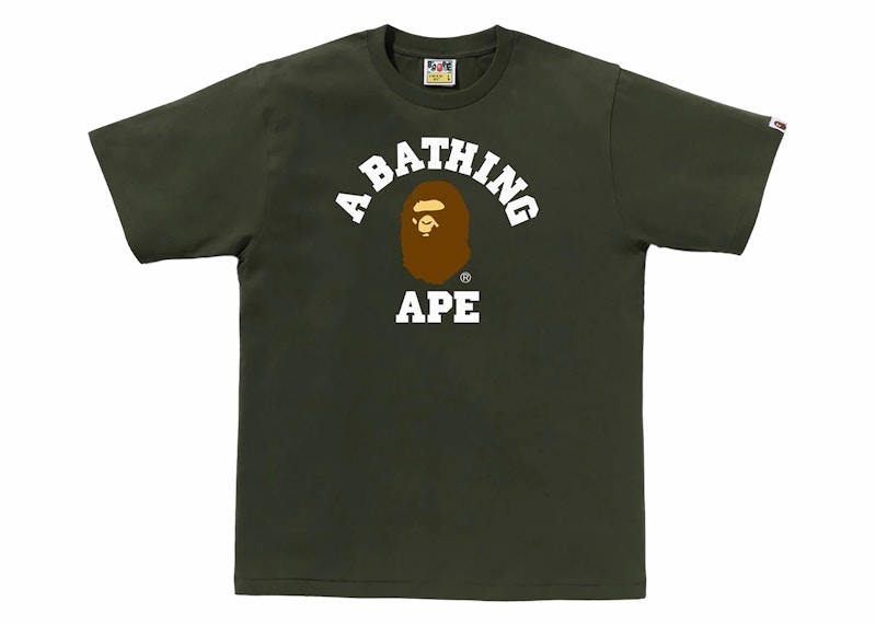 Pre-owned Bape Men's College Tee Shirt (ss24) In Olive Drab