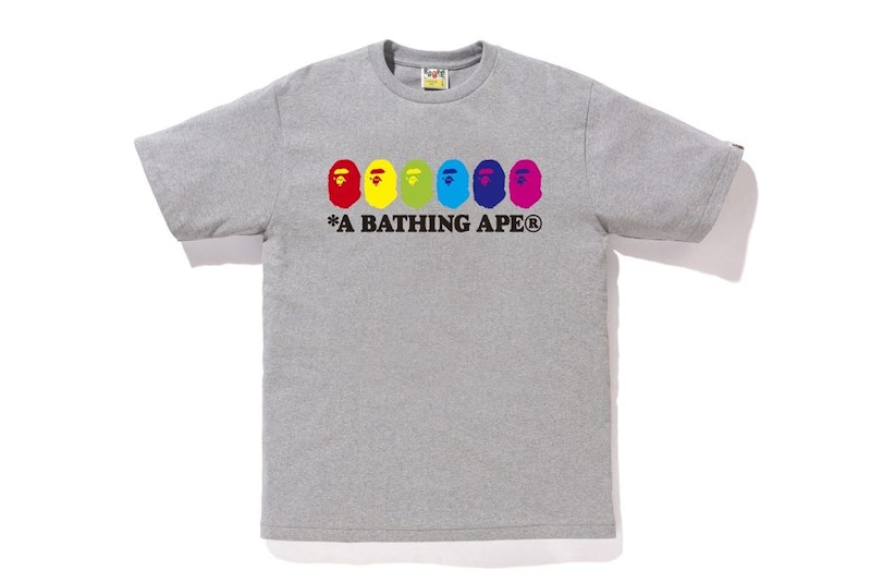 BAPE Color Ape Heads Tee Grey