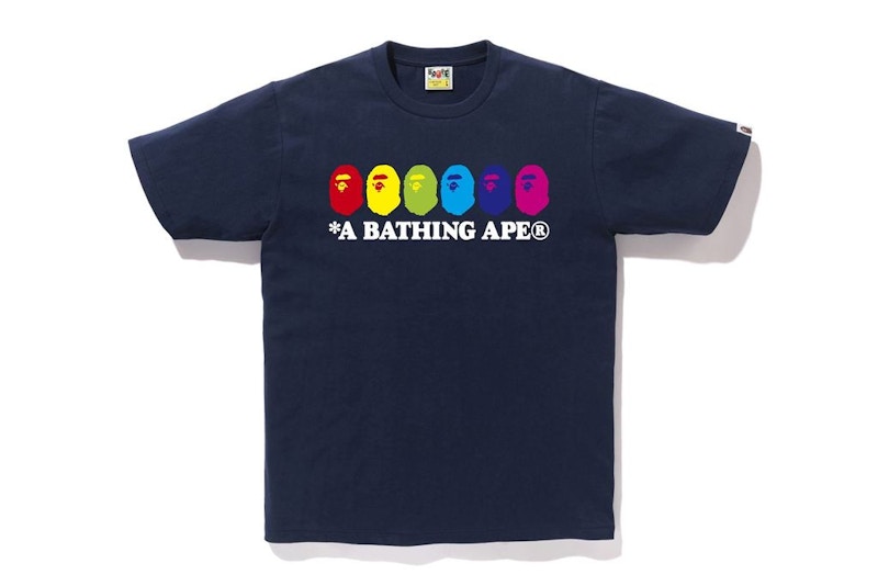 BAPE Color Ape Heads Tee Navy