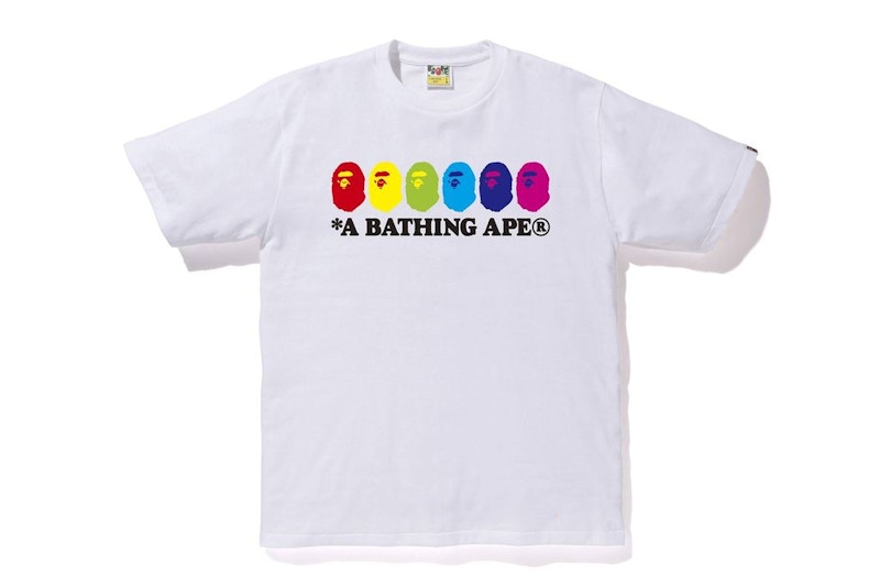 BAPE Color Ape Heads Tee White