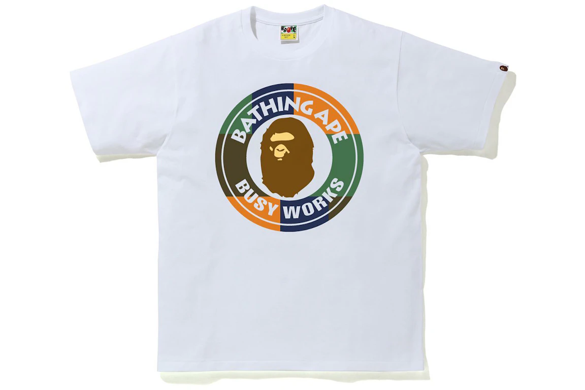 BAPE Color Block Busy Works Tee White/Orange