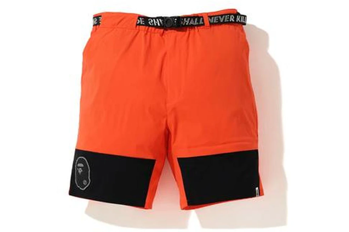 BAPE Color Block Nylon Belt Shorts Orange