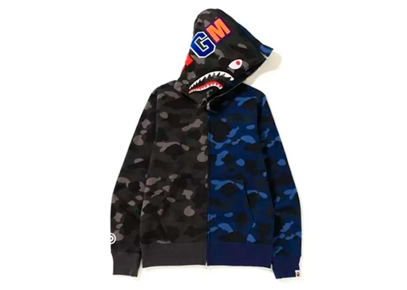 Half camo half store black bape hoodie