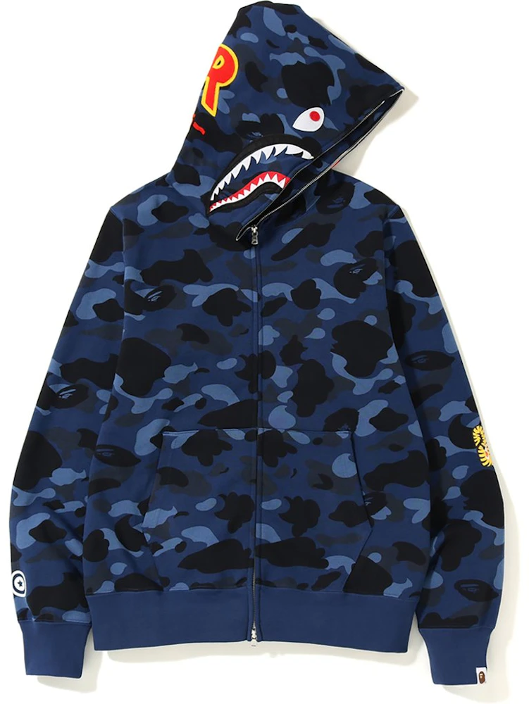 BAPE Color Camo 2nd Shark Full Zip Hoodie Navy Men's - SS19 - US