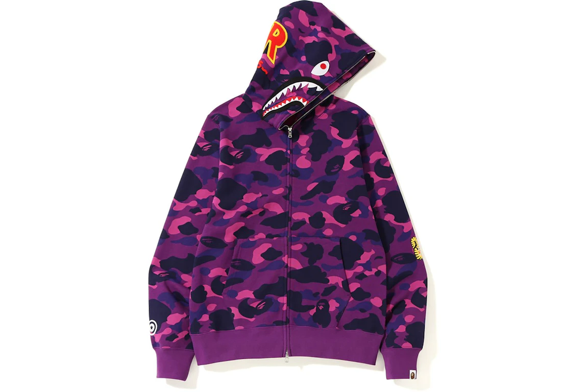 BAPE Color Camo 2nd Shark Full Zip Hoodie Purple