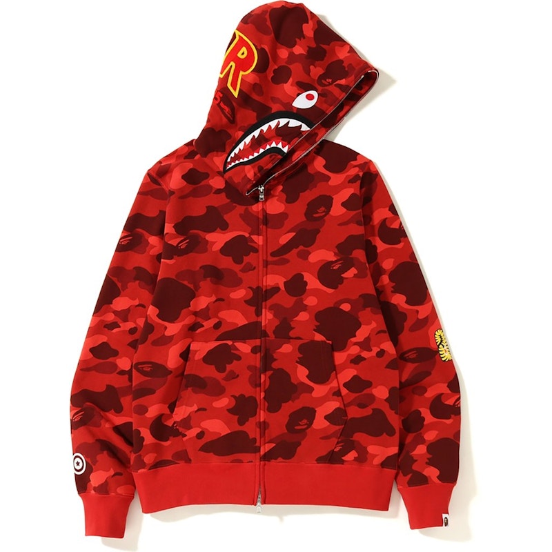 red and camo bape hoodie