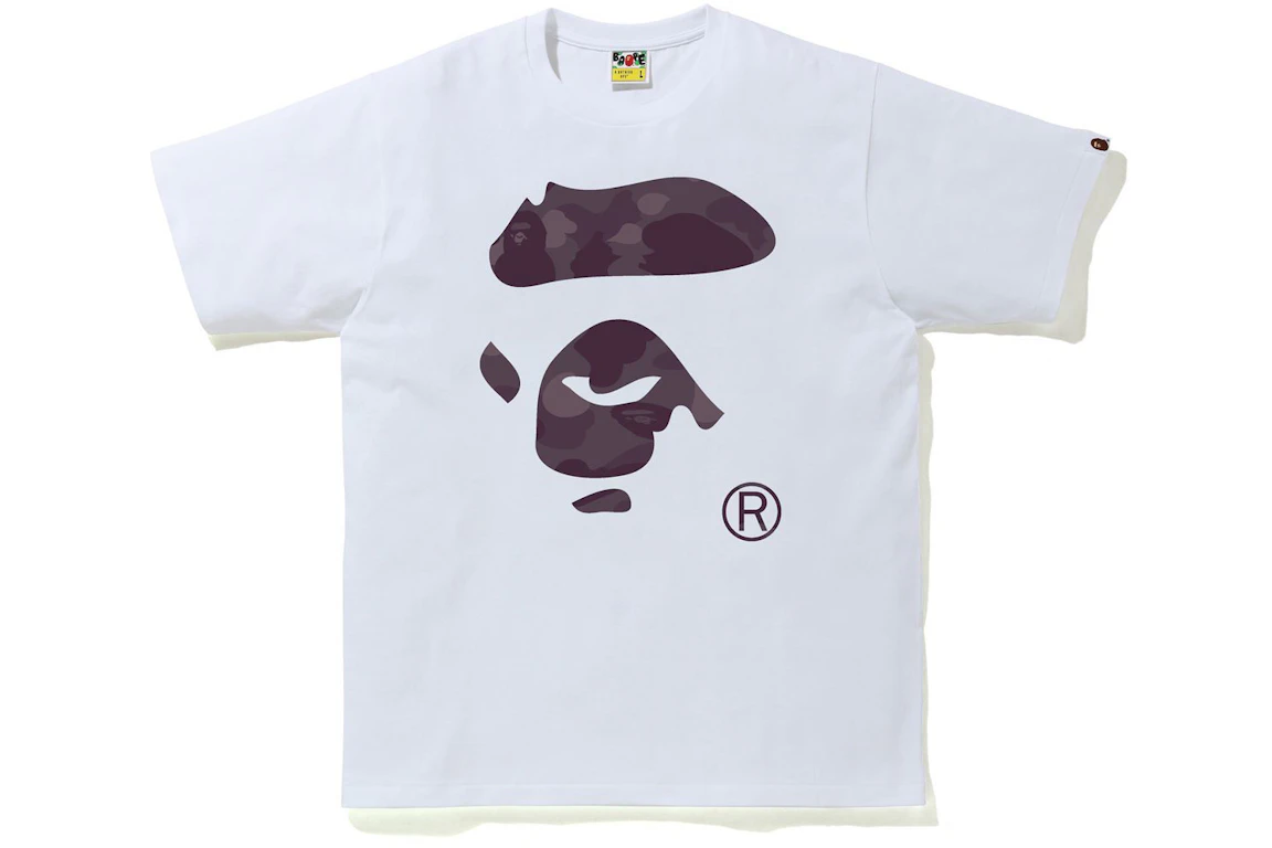 BAPE Color Camo Ape Face Tee White/Burgundy