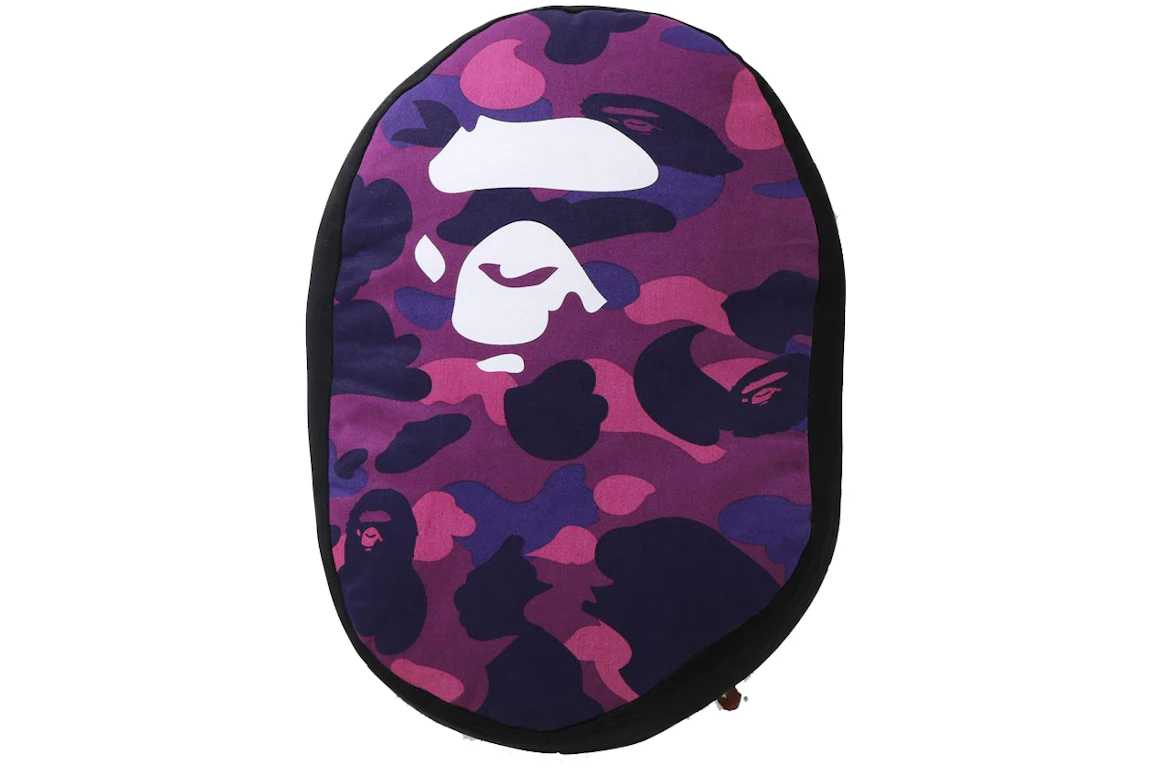 BAPE Color Camo Ape Head Cushion Purple