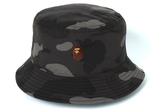 BAPE Color Camo Ape Head One Point Bucket Hat Black
