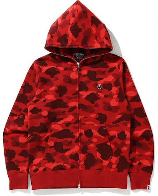 BAPE Color Camo Ape Head One Point Full Zip Hoodie Red - FW20 - GB