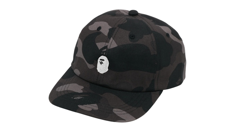 Pre-owned Bape Men's Camo Ape Head One Point Panel Cap In Black