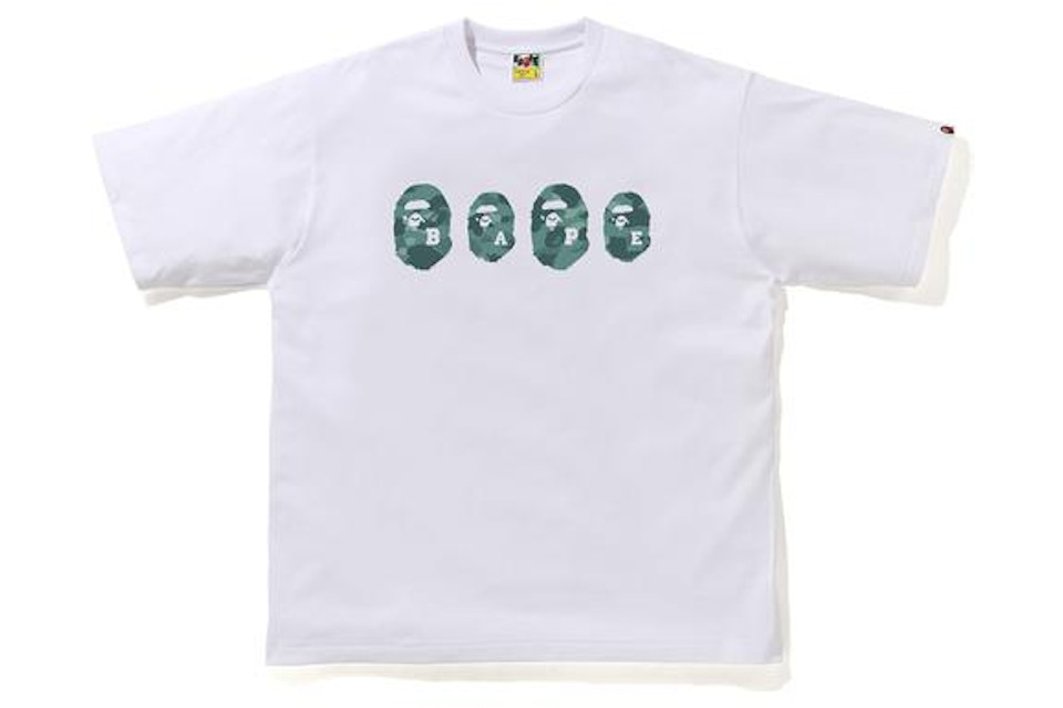 Bape Color Camo Ape Head Relaxed Tee White Green Ss21 Bape Color Camo Ape Head Relaxed Tee White Green Ss21