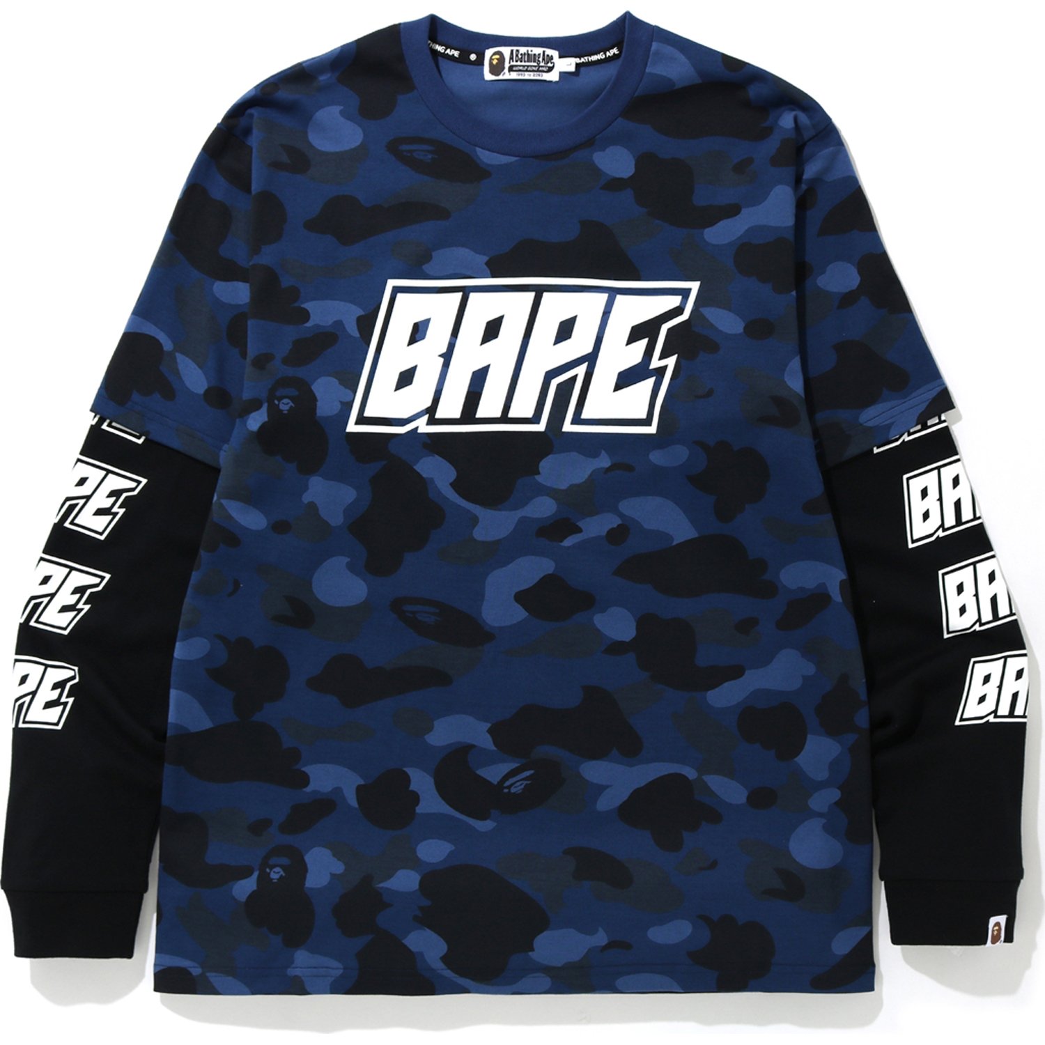 BAPE Color Camo Bape Layered L/S Tee Navy Men's - FW19 - US