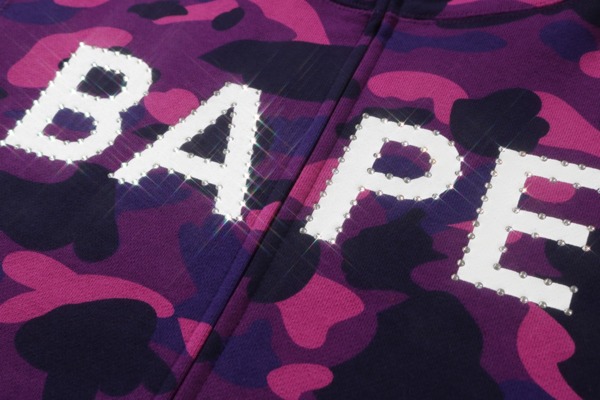 BAPE Color Camo Bape Swarovski Full Zip Hoodie Purple Men's - SS19